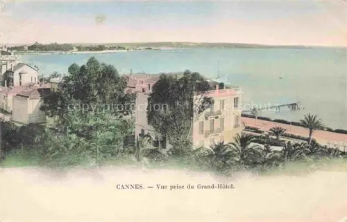 AK / Ansichtskarte CANNES 06 Alpes-Maritimes Grand-Hôtel Bucht Meer Steg Palmen Kueste Panorama