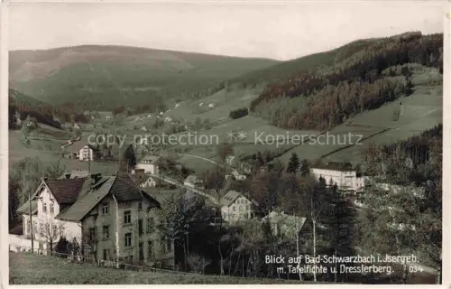 AK / Ansichtskarte Schwarzbach Bad Tafelfichte Dresslerberg Tal Wald Bergpanorama Gehoefte Isergebirge
