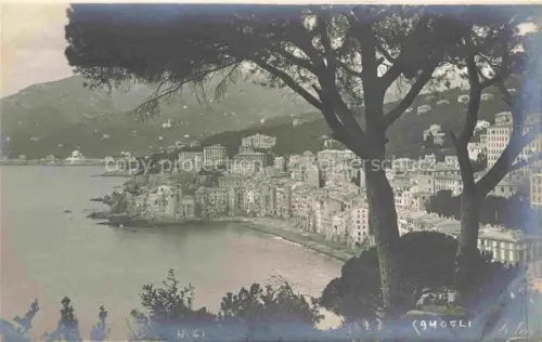 AK / Ansichtskarte CAMOGLI Liguria IT Kueste Ortsansicht Meer Haeuser Bergkueste Pinienbaeume Bucht