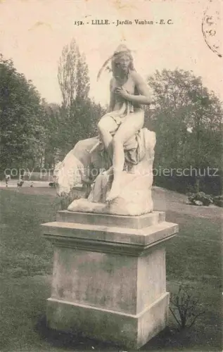 AK / Ansichtskarte LILLE 59 Nord Jardin-Vauban Skulptur Statue Frauenfigur Adler Park Baeume