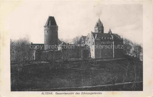 AK / Ansichtskarte Evingsen ALTENA NRW Burg Rundturm Schlossgebaeude Huegel Baeume Schlossgelaende