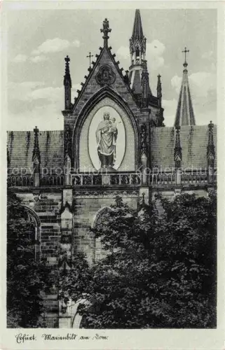 AK / Ansichtskarte ERFURT  CITY Dom Marienbild Madonna Gotik Tuerme Fassade Kirchenschmuck Baeume