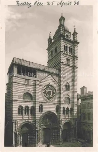 AK / Ansichtskarte CAMOGLI Liguria IT Duomo Dom Fassade Rosette Streifen-Marmor Tuerme Romanik Portal