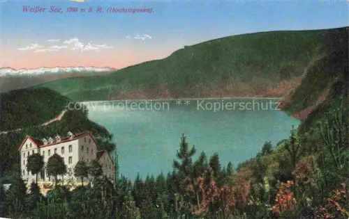AK / Ansichtskarte Lac Blanc Haut-Rhin Weisser See Orbey 68 Haut-Rhin Weisser-See Lac-Blanc Hochvogesen Bergsee Hotel Wald Berge