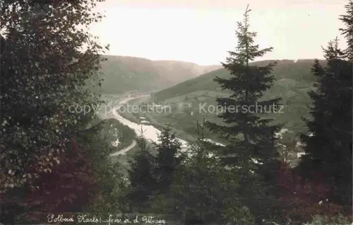 AK / Ansichtskarte Bad Karlshafen Bad Carlshafen Kassel Hessen Weser Fluss Tal Huegel Wald Tannen Haeuser