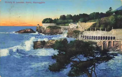 AK / Ansichtskarte Nervi GENOVA Genua Liguria IT Riviera-di-Levante Marreggiata Kueste Felsen Meer Wellen Arkaden Villa