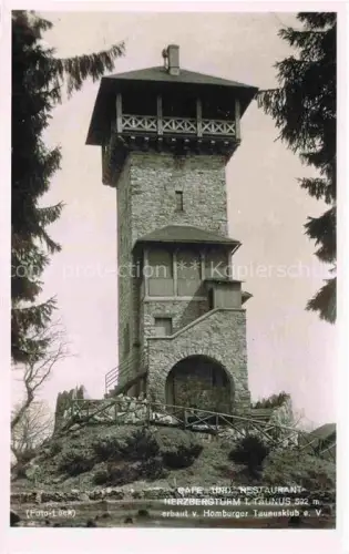 AK / Ansichtskarte Herzbergturm Herzberg Taunus BAD HOMBURG Hessen Herzbergturm Aussichtsturm Taunus Cafe Restaurant Wald Fachwerk