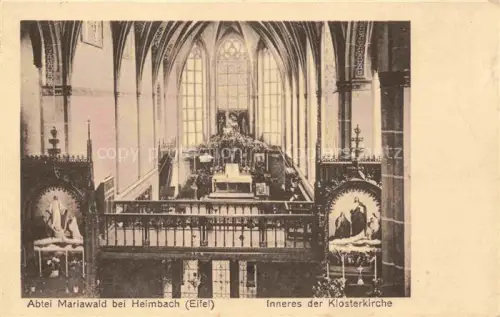 AK / Ansichtskarte Mariawald (Abtei) Heimbach Eifel NRW Abtei-Mariawald Klosterkirche Altar Kirchenschiff Kirchenfenster Gewoelbe Madonnenstatue
