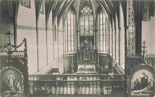 AK / Ansichtskarte Mariawald (Abtei) Heimbach Eifel NRW Kloster-Mariawald Klosterkirche Altar Kirchenschiff Kirchenfenster Gewoelbe Madonnenstatue Christusbild