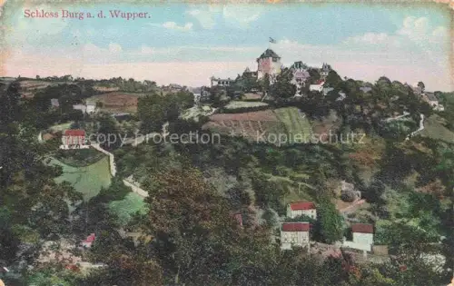 AK / Ansichtskarte Schloss Burg Wupper SOLINGEN NRW Schloss-Burg-an-der-Wupper Burg Huegel Panorama Wohnhaeuser Wupper