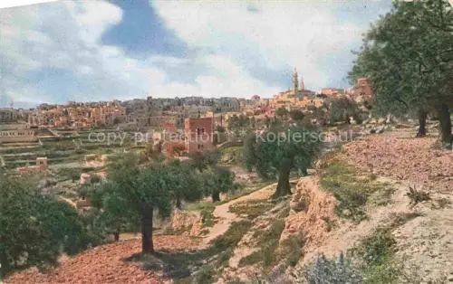 AK / Ansichtskarte Bethlehem  Yerushalayim Israel Stadtansicht Olivenbaeume Kirche Steingebaeude Terrassen Huegel