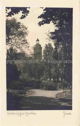AK / Ansichtskarte JENA  Thueringen Botanischer-Garten Park Turm Baeume Weg Pavillon