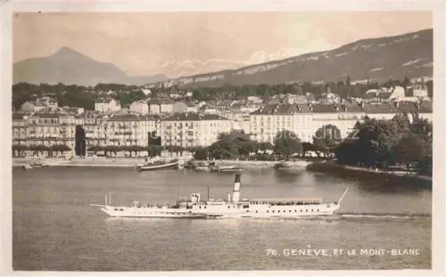 AK / Ansichtskarte GENEVE Genf GE Mont-Blanc Lac-Léman Dampfer Schiff Quai Stadtansicht Berge Hafen