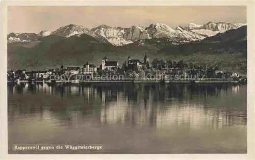 AK / Ansichtskarte Rapperswil -Jona Rapperswyl Zuerichsee SG Waeggitalerberge Zuerichsee Schloss Kirche Stadtansicht Berge Spiegelung See