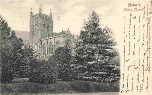 AK / Ansichtskarte Priory Malvern Hills Priory-Church Kirchturm Gotik Baeume Park Kirche