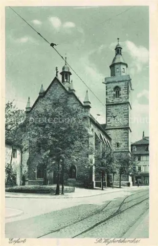 AK / Ansichtskarte ERFURT  CITY St-Wigbertikirche Kirchturm Strassenbahn Kopfsteinpflaster