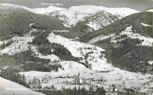 AK / Ansichtskarte Wagrain 900m Salzburg Pinzgau AT Grieskareck Lift-Bergstation Wintersport Skipiste Kirchboden Dorf Schnee Luftbild