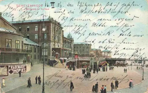 AK / Ansichtskarte SCHEVENINGEN Zuid-Holland NL Boulevard Kurhaus Rademakers-Bonbons Strandpromenade Passanten Strassenlaternen