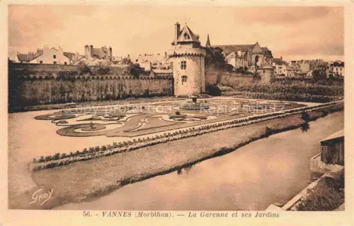 AK / Ansichtskarte VANNES 56 Morbihan La-Garenne Jardins Stadtmauer Turm Garten Brunnen Ziergarten Altstadt