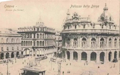 AK / Ansichtskarte GENOVA Genua Liguria IT Piazza-De-Ferrari Palazzo-della-Borsa Strassenbahn Stadtplatz Stadtansicht Gebaeude