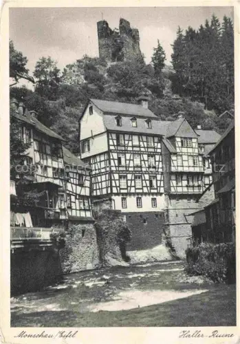 AK / Ansichtskarte Monschau Montjoie NRW Eifel Haller-Ruine Fachwerkhaeuser Burgruine Altstadt Rur