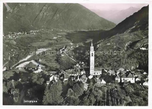 AK / Ansichtskarte Intragna LOCARNO TI Kirchturm Talansicht Berge Ortszentrum Weinberge Fluss
