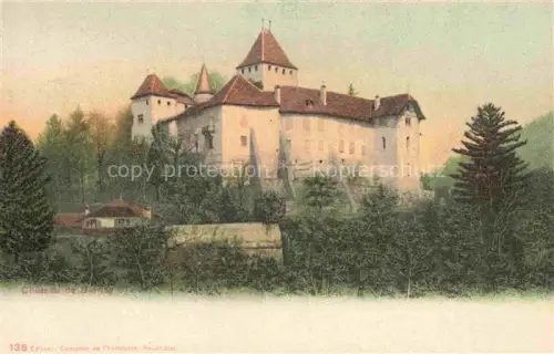 AK / Ansichtskarte Blonay-Saint-Legier Blonay-sur-Vevey VD Château-de-Blonay Schloss Tuerme Wald Baeume Mittelalter Handkoloriert