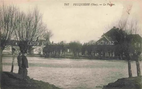 AK / Ansichtskarte Feuquieres BEAUVAIS 60 Oise Le-Frayer Teich Weiden Maenner Wohnhaeuser Baeume Dorfansicht