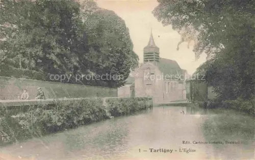 AK / Ansichtskarte Tartigny Clermont 60 Oise L Eglise Kirche Kanal Wasser Kinder Baeume Dorf