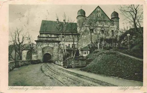 AK / Ansichtskarte Schwarzburg Rudolstadt Thueringen Schloss-Portal Schloss Burgtor Toreinfahrt Turm Wald Burg