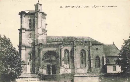 AK / Ansichtskarte Montjavoult Beauvais 60 Oise Eglise Kirchturm Kirchenschiff Kirchenuhr Denkmal Treppe Rue-Notre-Dame