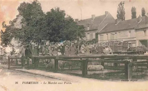 AK / Ansichtskarte Formerie BEAUVAIS 60 Oise Marché-aux-Porcs Schweine Bauern Kaefige Baeume Strassenszene Quai-St-Martin