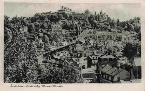 AK / Ansichtskarte Loschwitz DRESDEN Loschwitz Weisser-Hirsch Schwebebahn Standseilbahn Villen Daecher Huegel Baeume