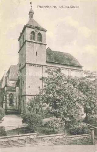 AK / Ansichtskarte PFORZHEIM BW Schloss-Kirche Kirchturm Kirche Baeume Garten