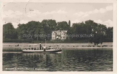 AK / Ansichtskarte Biebrich  Rhein WiIESBADEN Hessen Richard-Wagner-Haus Rhein Dampfschiff Villa Baeume Rheinufer Parkanlage