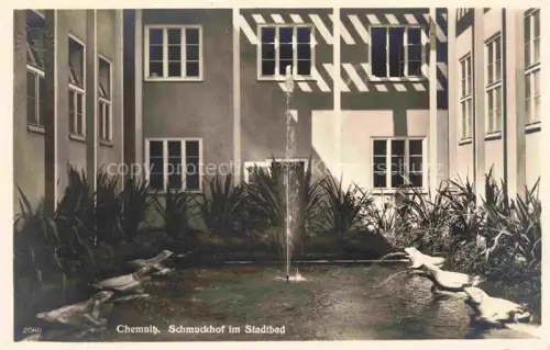 AK / Ansichtskarte CHEMNITZ Sachsen Schmuckhof Stadtbad Brunnen Agaven Teich Innenhof Froesche Springbrunnen