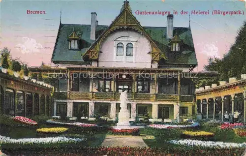 AK / Ansichtskarte BREMEN  CITY Meierei Buergerpark Gartenanlagen Villa Statue Blumenbeete Kolonnaden