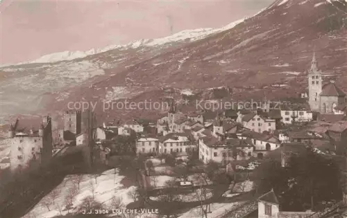 AK / Ansichtskarte Leuk VS Stadtpanorama Kirche Turm Berge Schnee Rhonetal