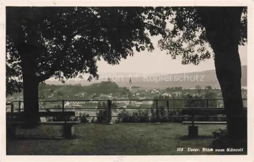 AK / Ansichtskarte Uster ZH Kaenzeli Stadtpanorama Kirchturm Baeume Bank Huegel