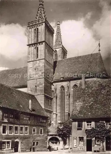 AK / Ansichtskarte ROTHENBURG   TAUBER Bayern St-Jakobskirche Gruener-Markt Gotik Kirchturm Fachwerkhaeuser