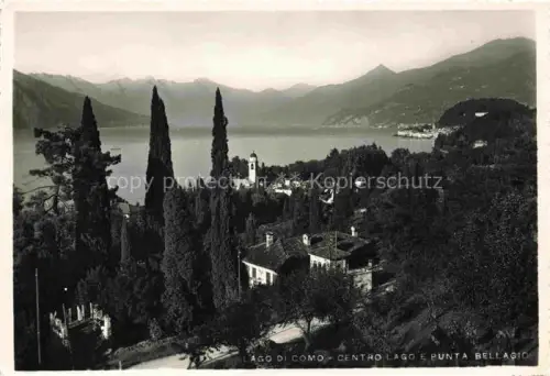 AK / Ansichtskarte Bellagio Lago di Como IT Lago-di-Como Punta-Bellagio Kirchturm Zypressen See Berge Ort