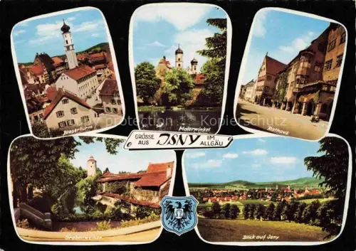 AK / Ansichtskarte Isny Allgaeu Bayern Blaserturm Malerwinkel Rathaus Grabenweier Stadtpanorama Mehrbildkarte Kirche