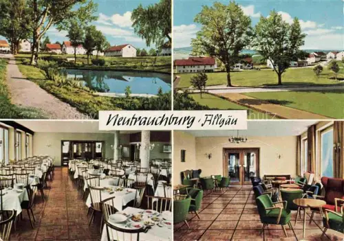 AK / Ansichtskarte Neutrauchburg Isny Allgaeu Bayern Mechensee Kuranstalt Teich Park Restaurant Aufenthaltsraum Allgaeu