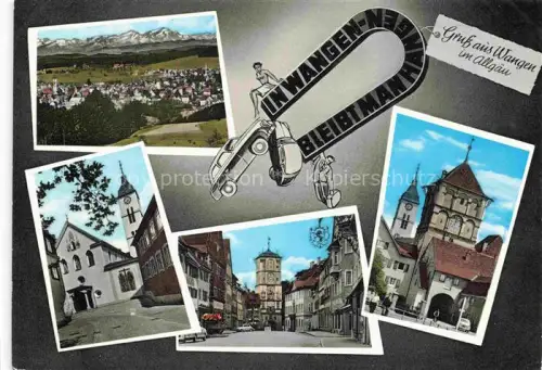 AK / Ansichtskarte Wangen Allgaeu Bayern Mehrbildkarte Gruss-aus Kirche Ravensburger-Tor Stadttor Panorama Alpen Schluessel-Motiv