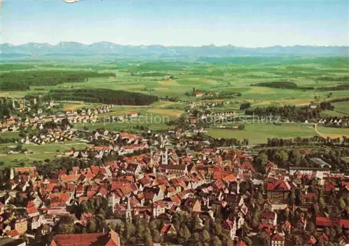 AK / Ansichtskarte Wangen Allgaeu Bayern Altstadt Alpen Kirche Daecher Wohngebiete Felder Panorama
