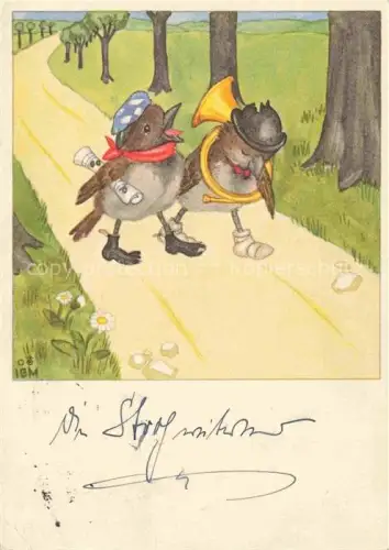 AK / Ansichtskarte BOHATTA-MORPURGO Ida (1900-1992) Kuenstlerkarte IBM Strassensaenger Voegel