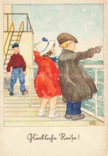 AK / Ansichtskarte LINDEBERG Kuenstlerkarte Gute Reise Kinder auf einem Schiff Duesseldorf 