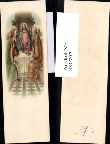 Andachtsbild Heiligenbildchen Jesus m. Kelch Brot Jünger