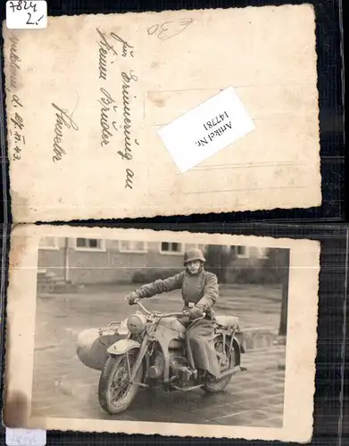 Seltene FotoAK Wehrmacht Soldat Beiwagen Kradmelder Zündapp KS 750 Krad Motorrad