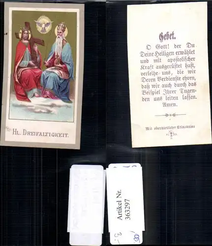 Andachtsbild Heiligenbildchen Hl. Dreifaltigkeit Taube Gebet